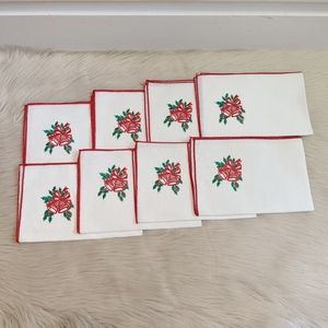 Vintage set of 8 Christmas white bell napkins